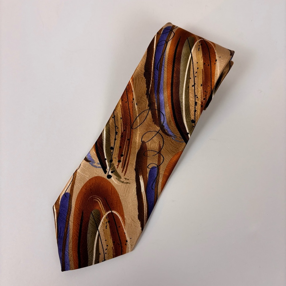 J. Garcia Clockworks Tie Collection 52 100% Silk Brown, Multi-Color 59x3.5
